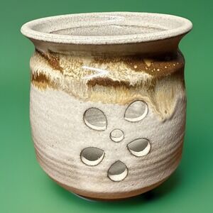 Vintage Mangum Pottery Candle Holder Flower Cut Outs 1987 For‎ Tea Light Candles